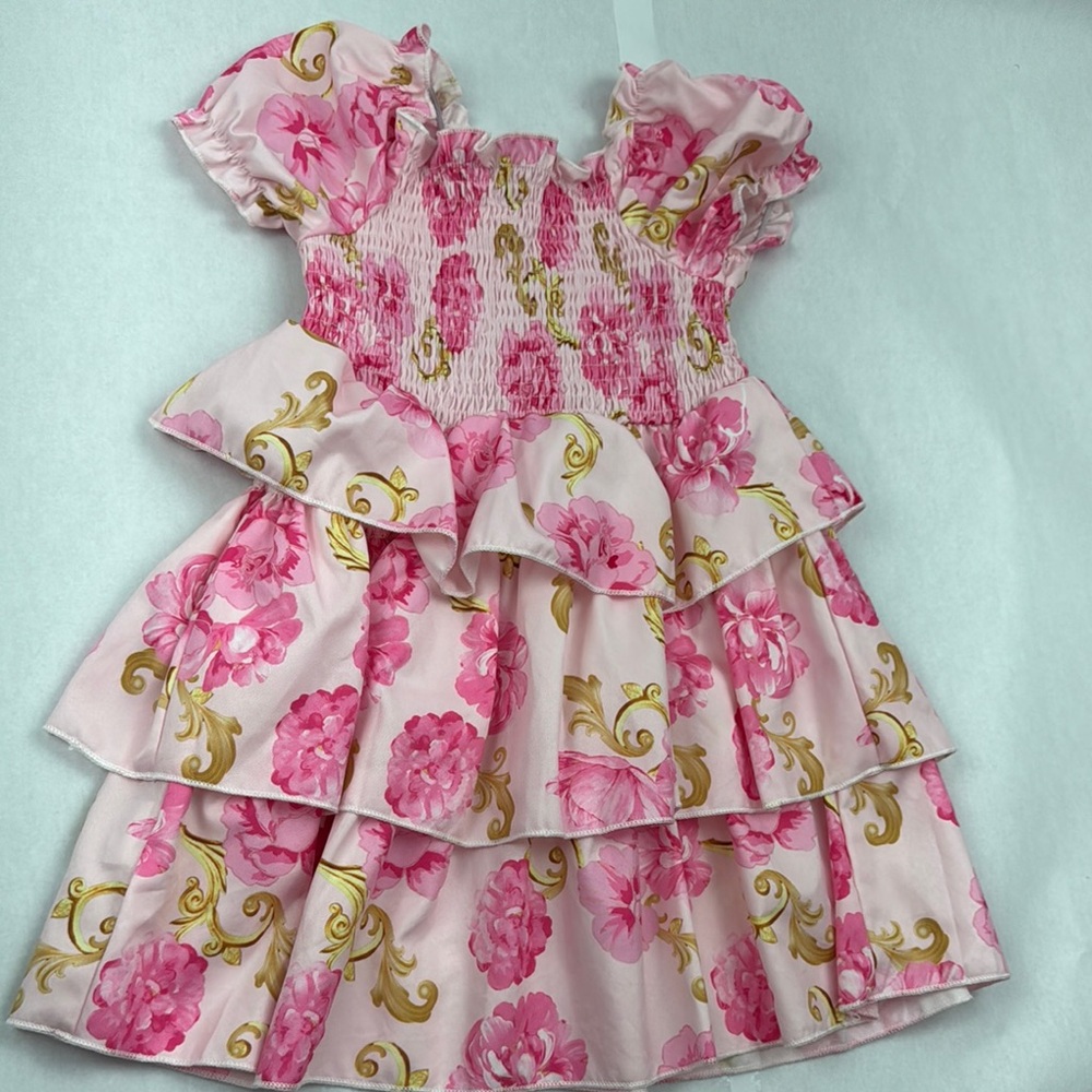 Pink Floral Tiered Dress